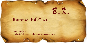 Berecz Kósa névjegykártya